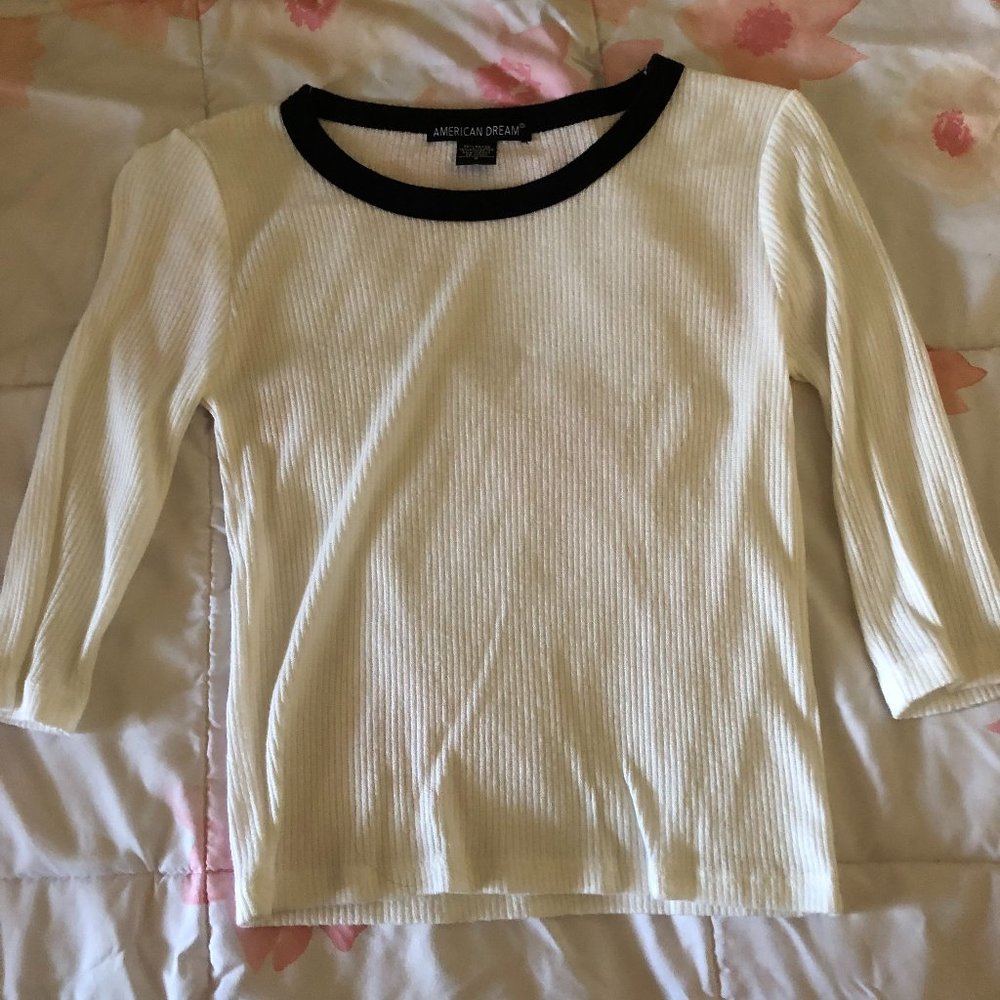 White and Black Crop Top